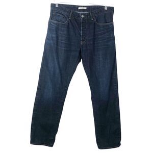 Levis Made & Crafted Jeans Mens 33 X 31 Hemmed Ruler Straight Dark Wash BIG E